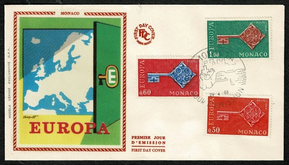 SE68 MONACO 1968 FDC Europe stamps silk cachet - Image 1 of 1