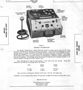 CEPILLO MANUAL DE USUARIO BK-455P ESPEJO DE SONIDO GRABADORA CARRETE A CARRETE CON DIAGRAMA ESQUEMÁTICO - Imagen 1 de 1