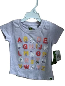 NEW John Deere Girls Heather Gray Short Sleeve ABC T-Shirt Size 2T - Picture 1 of 2