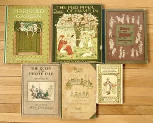 Lot 6 Vintage KATE GREENAWAY Books Pied Piper Under the Window Mother Goose HB - Imagen 1 de 24