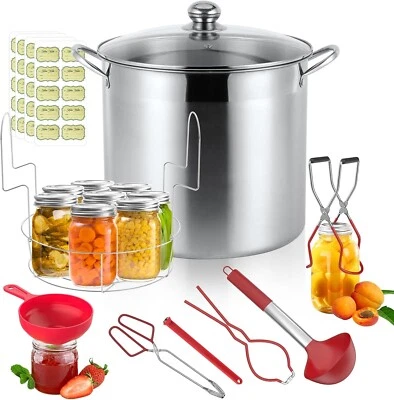 21.5 QT Water Bath Canner with & Jar Rack Stainless Steel Canning Supplies Kit - Image 1 of 4