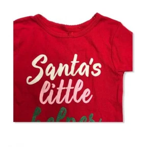 Camiseta Carters Navidad PJ Niñas Talla 4 Santas Little Helper Vacaciones Manga Larga - Imagen 1 de 6