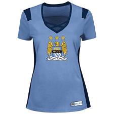 Manchester City Football Club Women's Draft Me Fashion Top With Bling, Blue 