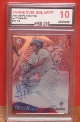 YANGERVIS SOLARTE Rookie AUTO***2014 TOPPS High TEK--GEM 10**YANKEES---MAD DOG - Image 1 of 3