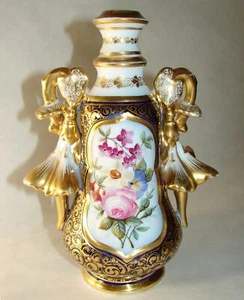 19th Century Christian Fischer Pirkenhammer Porcelain Old Paris Style Cobal Vase - Picture 1 of 8