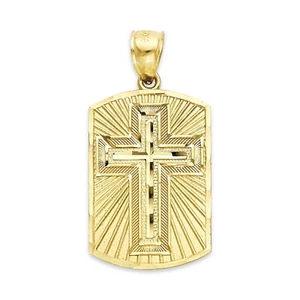 Solid Gold Cross Medallion with Padre Nuestro Prayer written - 10k or 14k - Picture 1 of 5