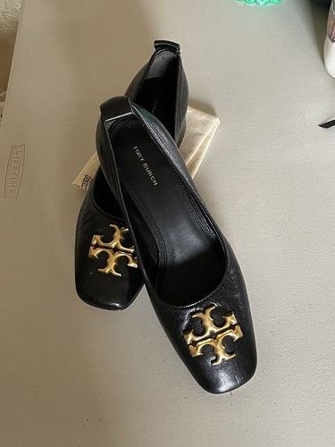 TORY BURCH ELEANOR POMPE LOGO PELLE TACCHI 35 MM IN PERFETTO NERO US TAGLIA 9 5