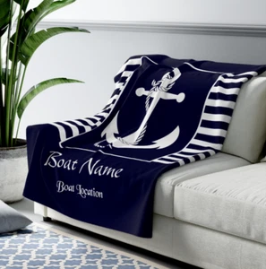 Personalized Anchor Boat Blanket, Gift For boat owners, boat gifts - Picture 1 of 9