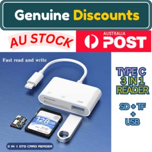 3 in 1 Type C Multi Function OTG USB Card Reader USB Port, SD ,TF Memory laptop - Picture 1 of 5