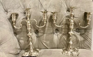 Pair of candelabras 3 lights Birmingham in 1973 by JB Chatterley - Picture 1 of 4
