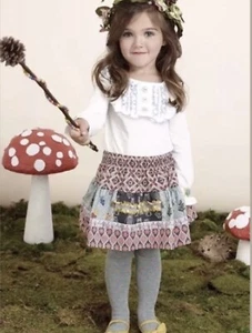 Matilda Jane Once Upon A Time Croquet Skirt Owl 10 Fall Mixed Patterns Pull On - Picture 1 of 8