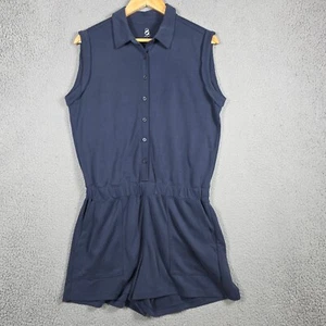 Lou & Grey Sandwashed Utility Romper Women Size S Navy Coastal Sailor Beachy NWT - Picture 1 of 14