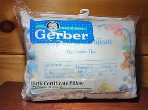 NEU Vintage Gerber Geburtsurkunde Kissen 10x13 VERSIEGELT 1993 - Bild 1 von 9