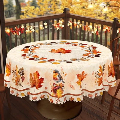 Herbst Tischdecke Ahornblatt Muster rechteckig rund Vintage Thanksgiving Deko - Bild 1 von 4