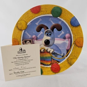 Wallace & Gromit Decorative Plate Vintage 1989 'The Knotty Knitter' By Churchill - Picture 1 of 9