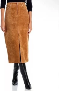 NWT BlankNYC Black Brown Suede High Rise Midi Pencil Skirt Size 28 $148 - Picture 1 of 6