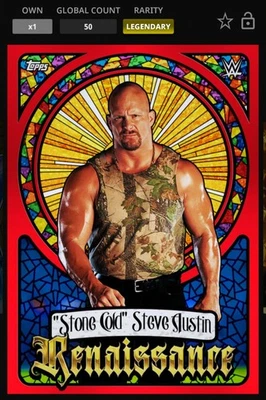 Topps WWE Slam - Steve Austin - /50 Limited Merlin Renaissance Legendary - Image 1 of 2