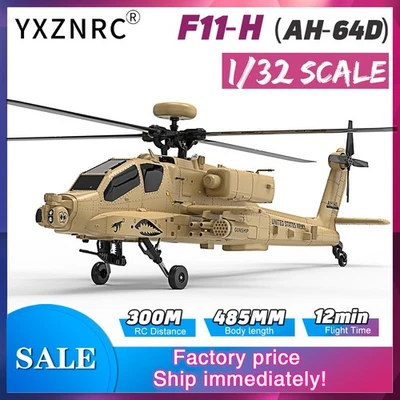YXZNRC F11-H RC Helicopter Apache AH-64D 1/32 8CH GPS Optical Flow Positioning - Image 1 of 4