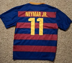 Camiseta de fútbol Barcelona Neymar JR #11 Qatar atlética a rayas grande - Imagen 1 de 9