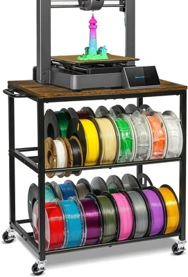 ikkle 3D Printer Filament Storage Rack with Wheels Heavy Duty, 3-Tier Rustic  - Image 1 of 4