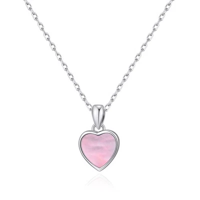 Collar Corazón Piedras Preciosas Madreperla Rosa Foto 1 de 4