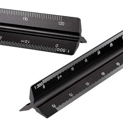 6 Pcs Triangular Ruler Set 12 Inch Engineering Scale Aluminum Architect Draft... - Image 1 of 4