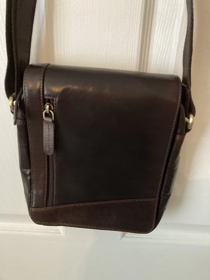 Cross Body Leather Bag Rarely Used Brown - Image 1 of 4