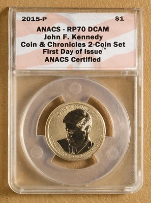 2015 P 版反向精制约翰·F·肯尼迪总统美元 ANACS RP70DCAM — 第 1/2 张图片