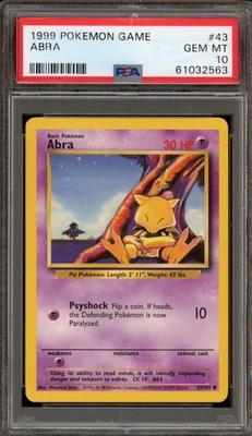 Pokemon Abra Base Set Unlimited #43 PSA 10 Gem Mint - Image 1 of 2