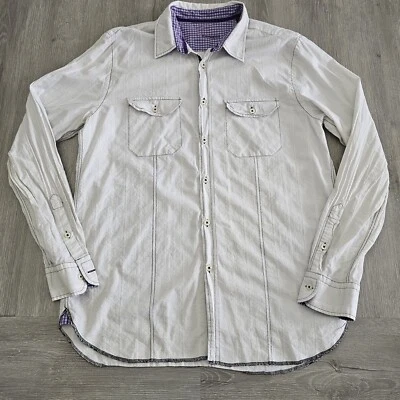 Camisa Arnold Stuart Express Para Hombre L/S L Botón Delantero Blanco Púrpura Foto 1 de 4