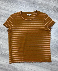 MADEWELL Baby Tee in Milstead Stripe Short Sleeve Crew Neck Top Brown XL T Shirt - Picture 1 of 11