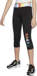 Nike Kids Girl's One Tight Capris (Little Kids/Big Kids) Black Large - Picture 1 of 2