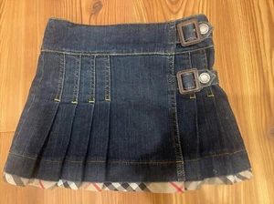 BURBERRY GIRLS Denim Pleated SKIRT SZ 4 Year/104cm - Picture 1 of 6