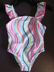 NWT Wonder Nation Toddler Girl's Pink Striped One-Piece Swimsuit Size 18M - Picture 1 of 2