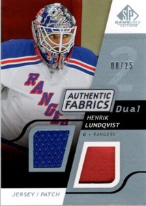 2008-09 SP Game Used Dual Authentic Fabrics Platinum Henrik Lundqvist Jersey /25