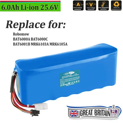 CREABEST Batteria agli ioni di litio 6000 mAh 25,6 V per Robomow MRK6105A RS612 RS622 RS625 RS635 RS615