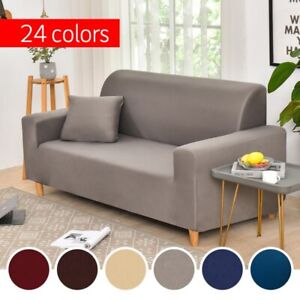 Solid Color Elastic Sofa Cover Universal Sectional Stretch Couch  Living Room