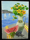 Jean Bell Still Life And Sailboats Regatta Side / Coast D'Azur c1970 Watercolour