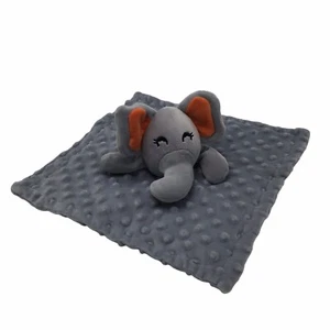Elegant Baby Gray Minky Elephant Security Blanket Lovey Dots Plush 11.5" x 11.5" - Picture 1 of 7