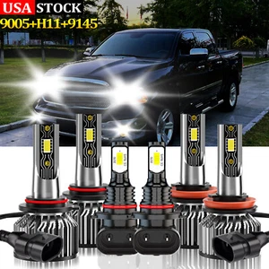 For Dodge Ram 3500 2009-2010 LED Headlight Bulbs Hi/Low Beam+Fog Light Kit 6Pcs - Picture 1 of 11