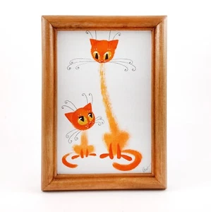 Funny gift picture Cat handmade painting graphics wall decor by Ukrainian artist - Picture 1 of 14