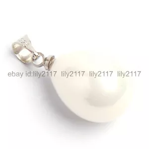 Pretty White 12x16mm South Sea Shell Pearl Teardrop Pendant No Chain - Picture 1 of 4