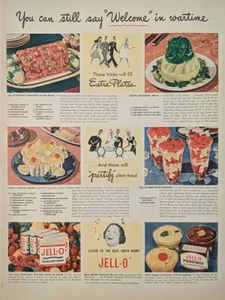 1943 Vintage Jello Formen Druck Anzeige, mehrere Jello Optionen mit Rezept enthalten - Bild 1 von 1