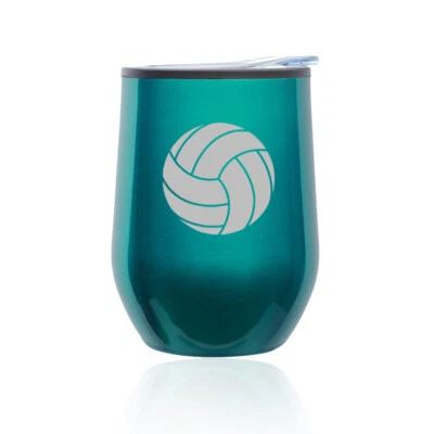 Vaso de vino sin tallo taza de viaje de café taza de vidrio con tapa voleibol Foto 1 de 4