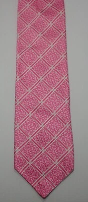 XMI PINK PAISLEY w/ WHITE STRIPES WOVEN 100% ITALIAN SILK NECK TIE USA 61" - Image 1 of 4