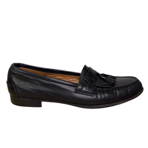 Salvatore Ferragamo Studio Men's 10 Black Leather Dress Loafers Kiltie Tassels - Picture 1 of 12