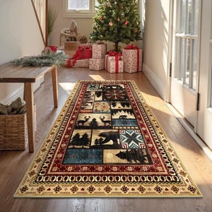  Weihnachtsbär Läufer Teppich, 3x6 rutschfest Hütte waschbar Flurläufer Teppich  - Bild 1 von 2