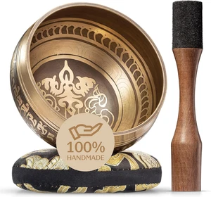 Tibetan Singing Bowl Set for Meditation with Cushion, Mallet & Guide - Picture 1 of 12