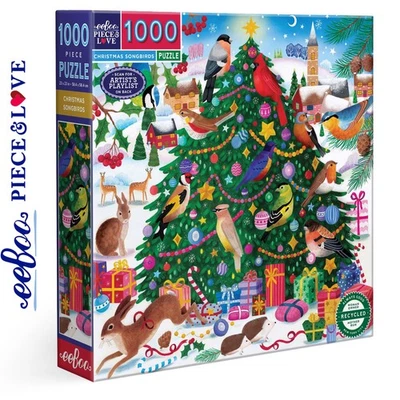 eeBoo CHRISTMAS SONGBIRDS 1000 pc Square Jigsaw Puzzle Super Deluxe PZT204