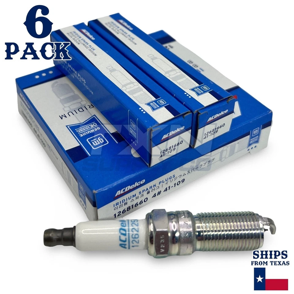ACDelco 41-109 Iridium Spark Plug - 6 Pack - 12681660 For GMC Chevy Cadillac... - Image 1 of 3
